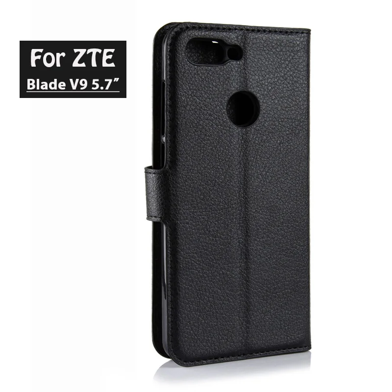 ZTE1348_1_Litchi Texture Wallet Leather Cover Case with Card Slots & Stand for ZTE Blade V9 5.7 inch
