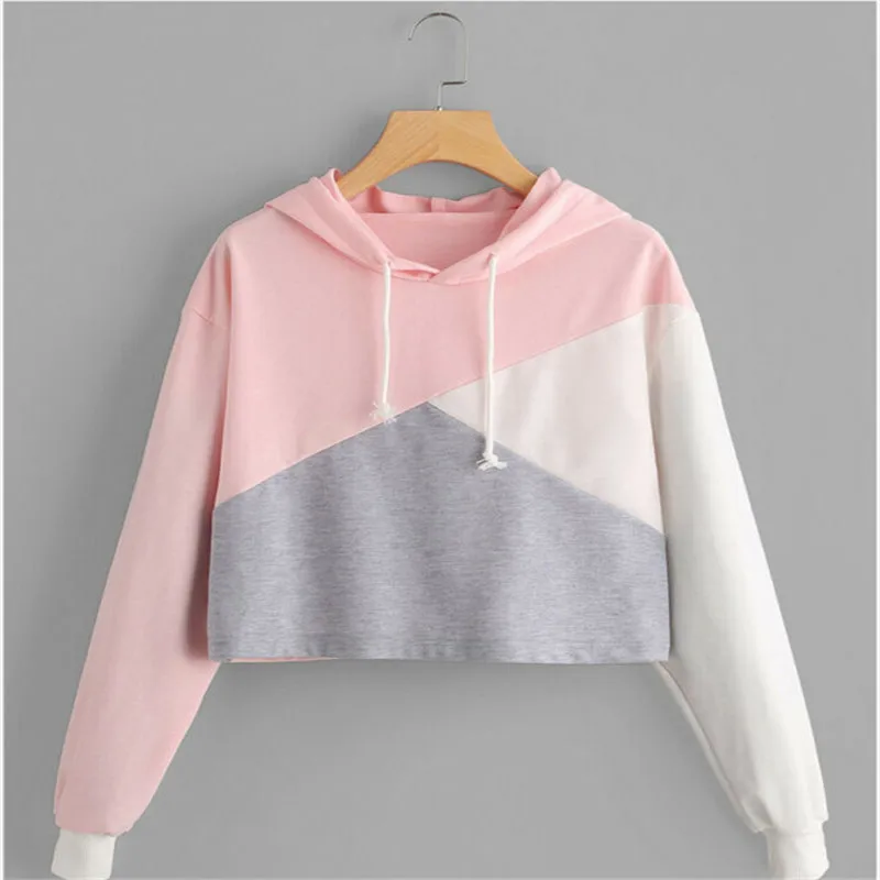 

2019 Casual Women Ladies Hoodies Jumper Sweatshirt Crop Top Coat Sports Pullover 1PC