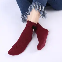 Fetoo женские милые хлопковые носки с бантом для девочек карамельный цвет Повседневные Удобные носки Harajuku 3D бант носки с бусинами для женщин