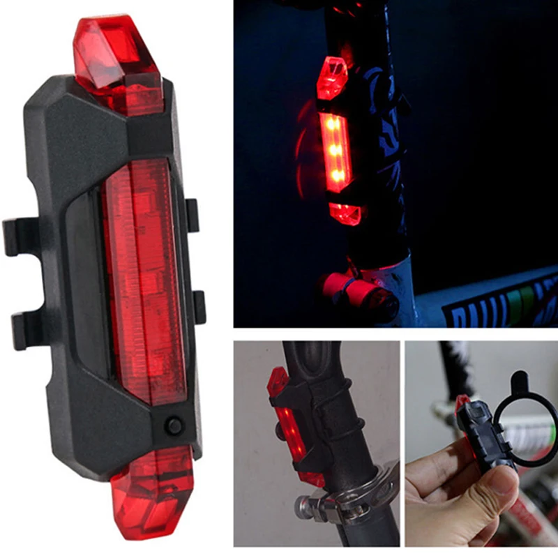 Best Bike Bicycle Light LED Rechargeable Tail Light USB Rear Tail Warning Safety Bike Light Super Bright Portable Flash Light 14