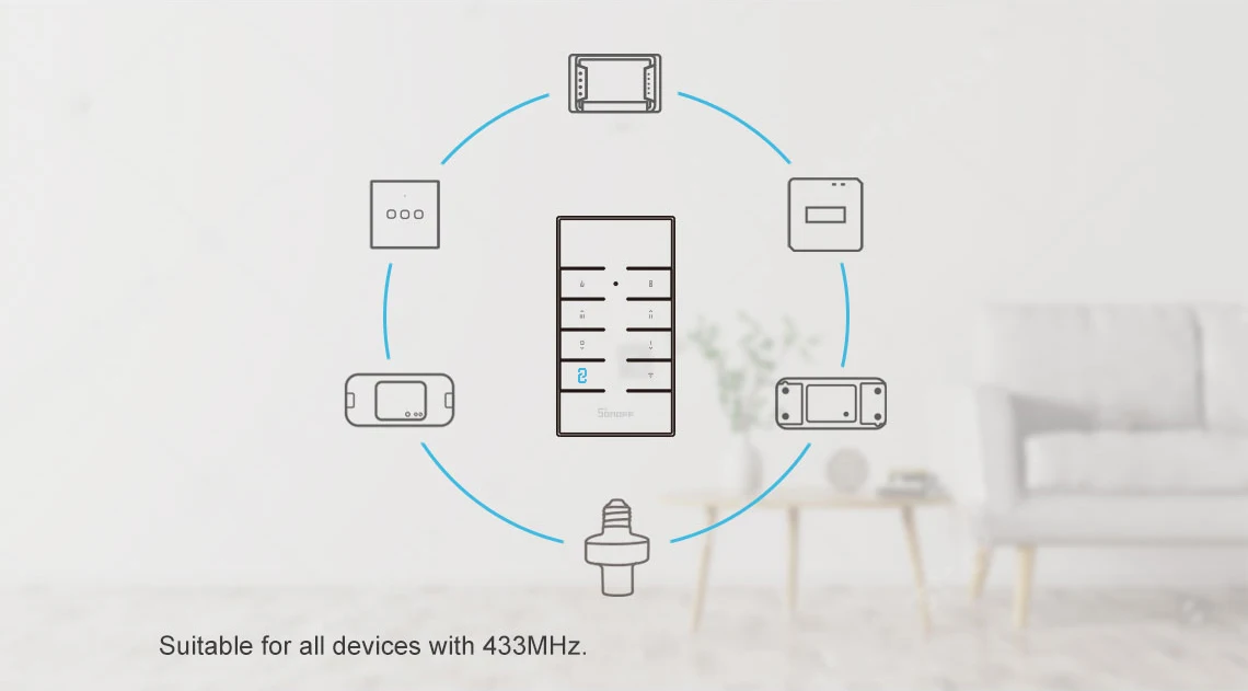 SONOFF RM433 8 ключей многоцелевой пользовательский 433 МГц RF пульт дистанционного управления работает с SONOFF RF/Slampher/4CH Pro/TX серии/RF мост