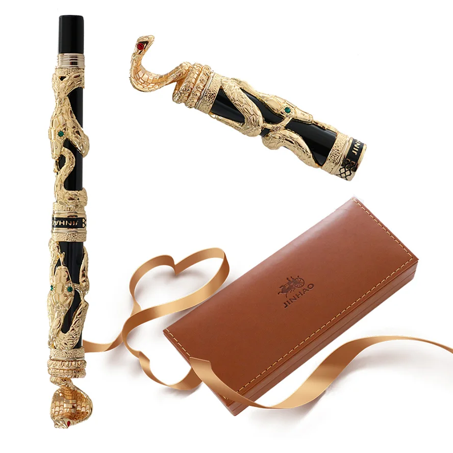 Golden gift box set Высокое качество JINHAO красивая металлическая каллиграфия авторучка искусство 1,0 мм наконечник арабские студенческие офисные чернильные ручки - Цвет: Golden gift box set