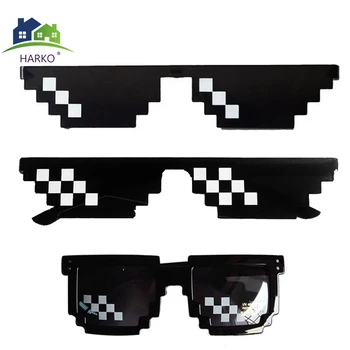 

HARKO Glasses 8 Bit MLG Pixelated Sunglasses Men Women Brand Thug Life Party Eyeglasses Mosaic Vintage Eyewear