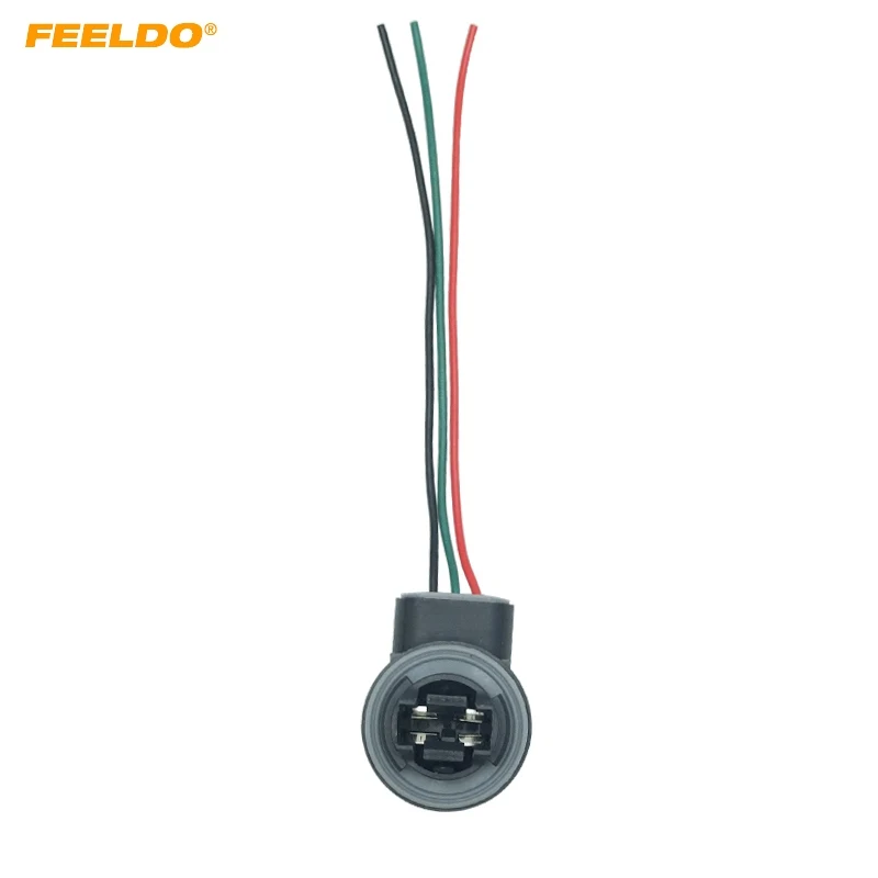 

FEELDO 10Pcs Car 3157/3057/3155/3357/3457/3757/4057/4157/W2.5X16Q LED Bulb Brake Signal Light Socket Harness Wire #AM4515