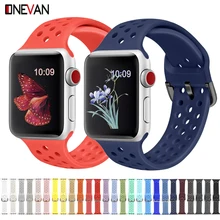 Сменный ремешок для Apple Watch 5 4 40 мм 44 мм мягкий силиконовый спортивный дышащий резиновый ремешок для iWatch серии 5 4 3 2 1 38 мм 42 мм