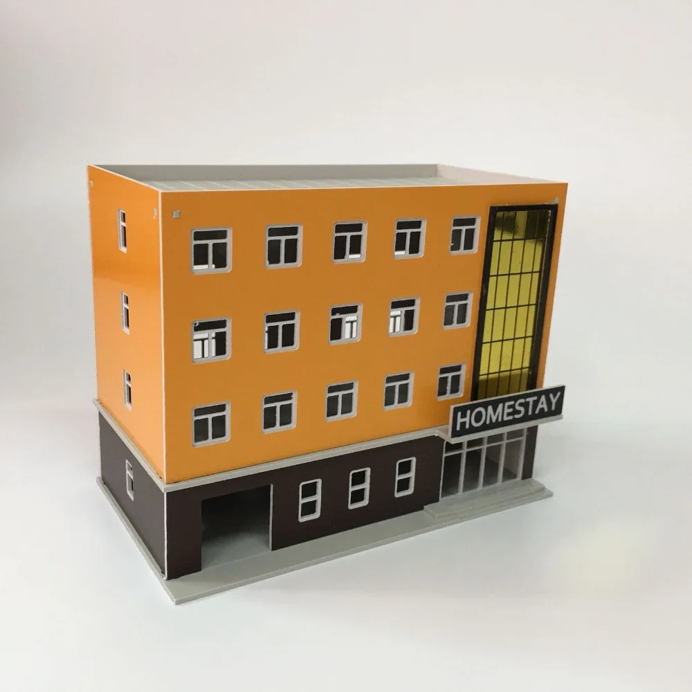1: 144 Outland homessy Hotel Building Model N Scale 4 этажная модель отеля с домашним хозяйством