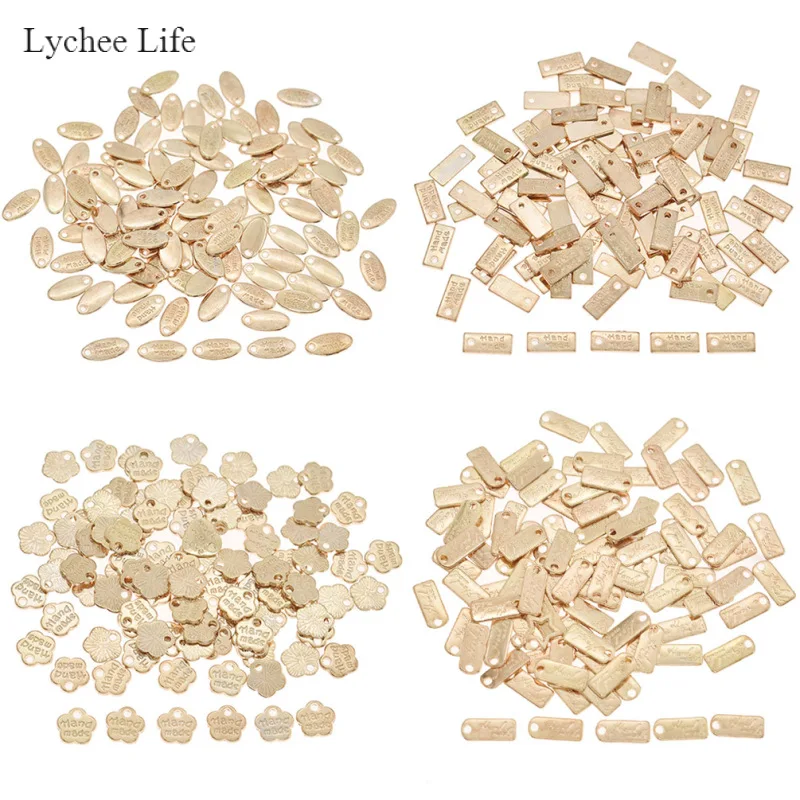 

Lychee Life 100PCS Gold Handmade Letter Metal Labels For Garment Bags DIY Sewing Tags Clothes Decoration Accessories