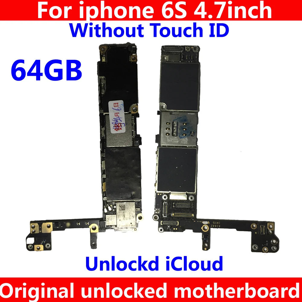

For iphone 6S 4.7'' 100% Original motherboard without touch ID,64GB unlocked mainboard with chips for iphone 6 S with IOS system