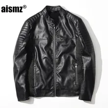Aismz Male Leather Jacket Casual Jaqueta De Couro Masculino Men Vintage Fashion Motorcycle Casaco Masculino Jacket