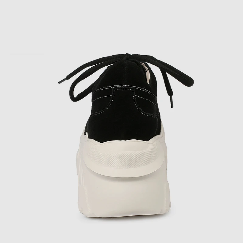 Spring Donna Tennis All nero Quality Thick Scarpe Sneakers Doratasia New larghe Albicocca 2019 Leather Platform Black Lace Up per donna Aw0WRX
