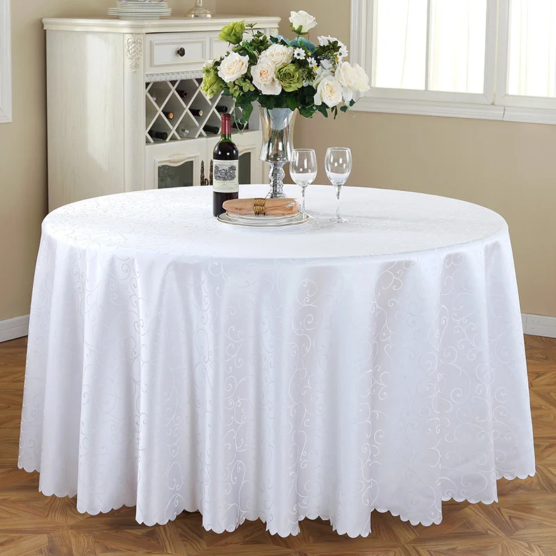 Lellen жаккардовая ткань моющаяся полиэфирная скатерть прямоугольная скатерть и круглая Банкетная Свадебная вечеринка в отеле украшение - Цвет: White