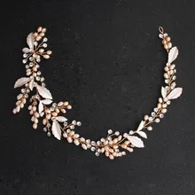 SLBRIDAL Gold Wired Crystal Rhinestone Freshwater Pearls Flower Wedding Jewelry Headband Bridal Hair accessories Women Headdress jonnafe boho gold leaf bridal hair comb wedding headband hair accessories freshwater pearls women jewelry hair piece