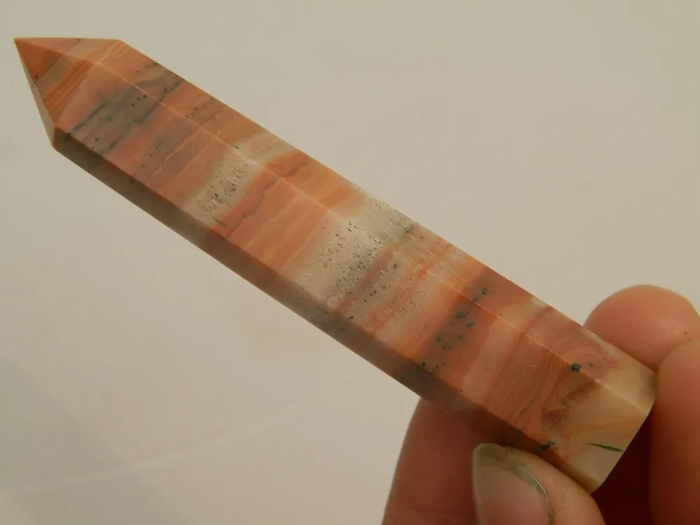 beautiful Natural wood grain stone QUARTZ CRYSTAL WAND POINT HEALING