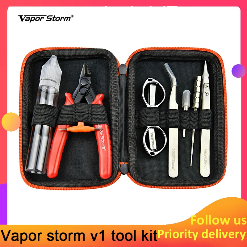 

Vape DIY Tool Vapor Storm V1 8 in 1 Vape Tool Kit Electronic Cigarette Accessories Tweezers Wire Coil plier oil Bottle