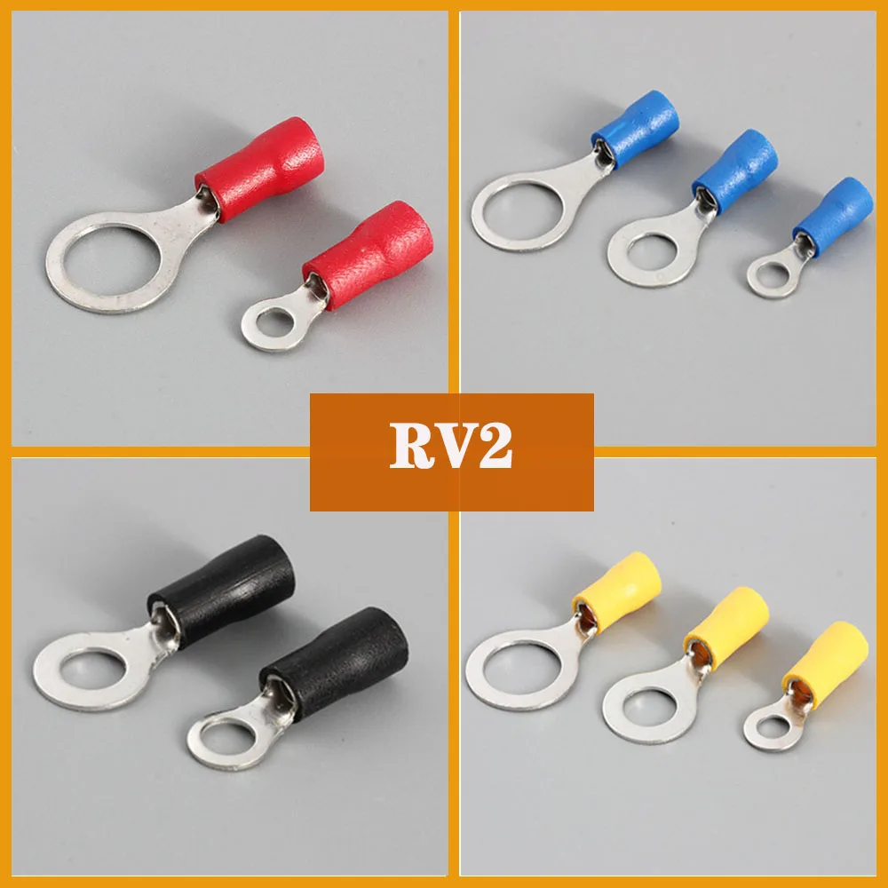 

100pcs Wire connector Ring insulated terminal Insulation Terminal RV2-3 RV2-4 RV2-5 Wire Cable Connector wire terminal connector