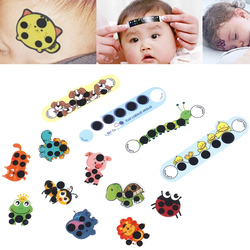 

Cartoon 10PCS/set LCD Sticker Forehead Thermometers Body Fever Thermometers Forehead For Kids Care Thermometer Random Style