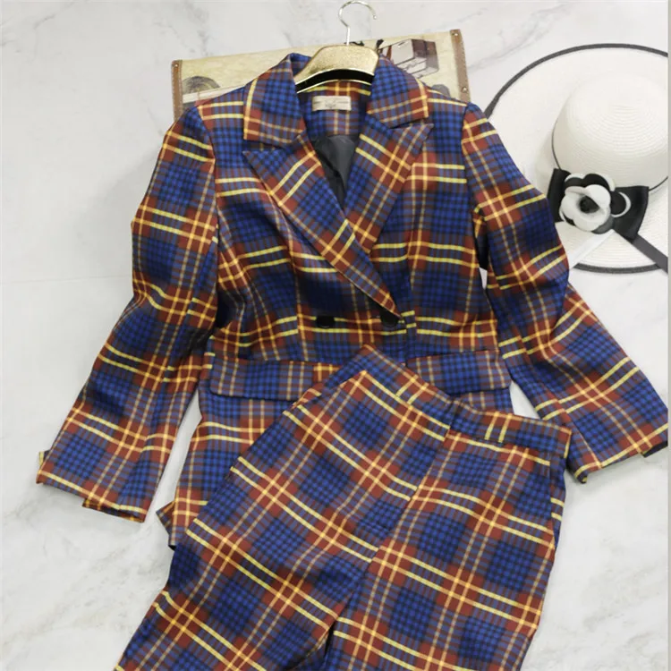 Fall Winter 2019 Stars In The Same Fashion Plaid Suit Jacket Plaid Two-piece Suit 13 Lines of Women Clothing Jackets and Coats Fall Winter 2019 Stars In The Same Fashion Plaid Suit Jacket Plaid Two-piece Suit 13 Lines of Women Clothing Jackets and Coats