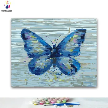 

DIY Coloring paint by numbers Blue butterfly paintings by numbers with kits 40x50 framed
