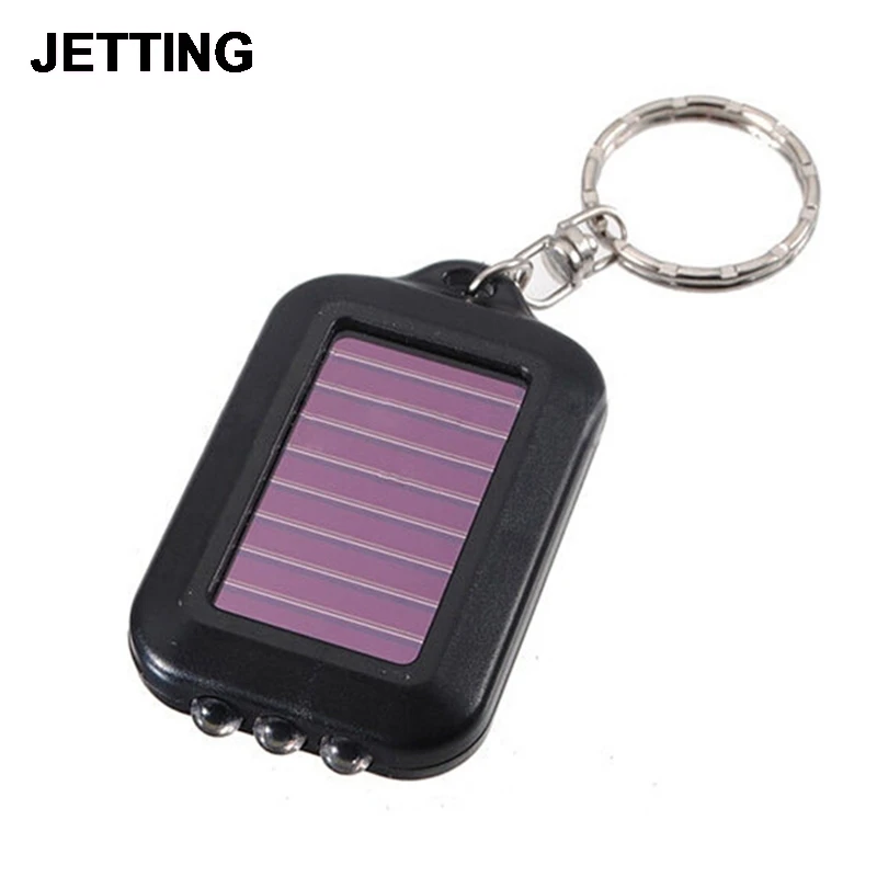 Portable Mini 3 LED Solar Power Flashlight Light Lamp Keychain torch Real Solar Chargablein LED