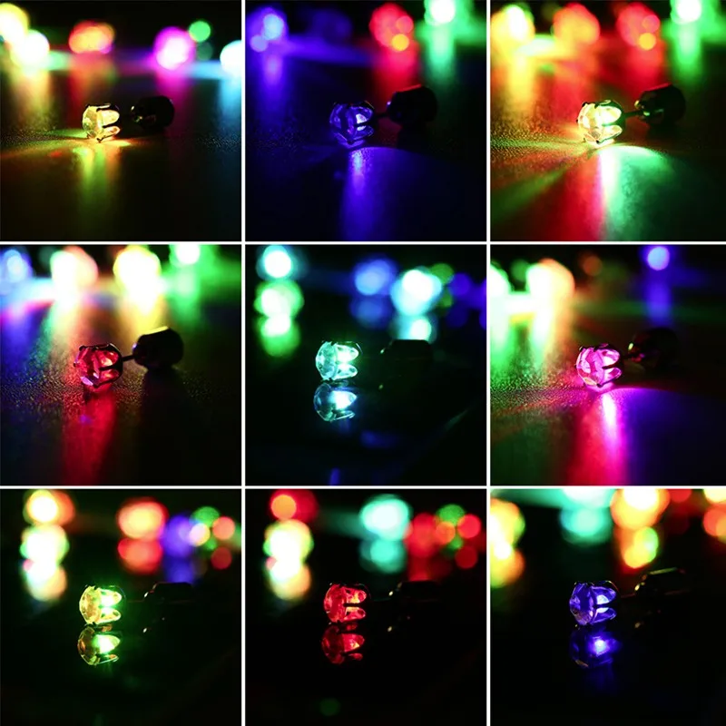 1 пара светодиодный светильник унисекс серьги-гвоздики мигающие Серьги Из Нержавеющей Стали шпильки аксессуары для танцевальной вечеринки