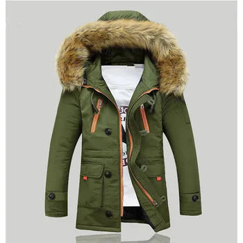 

2019 cotton-padded clothes men thickening heavy hair long in a hooded cotton-padded jacket coat collars cotton-padded jacket