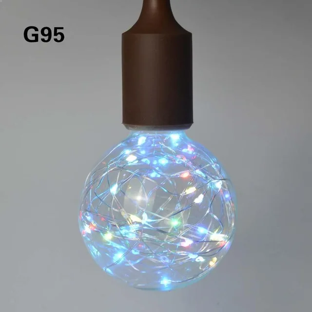 3D светодиодный Эдисон лампы E27 Винтаж украшения 110V 220V затемнения светодиодный Светодиодная лампа накаливания Медный провод шнура заменить лампы накаливания светильник - Испускаемый цвет: G95 Colorful