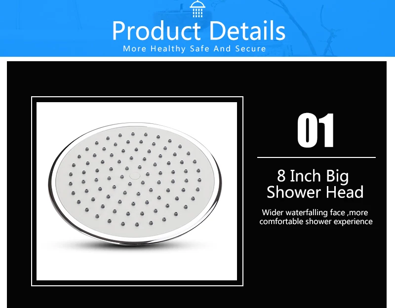 UFO Shower Head Showerhead Body Sprays Shower Head Round 8 Inch Ultra-Thin 2mm Bathroom Rain Shower Heads (15)