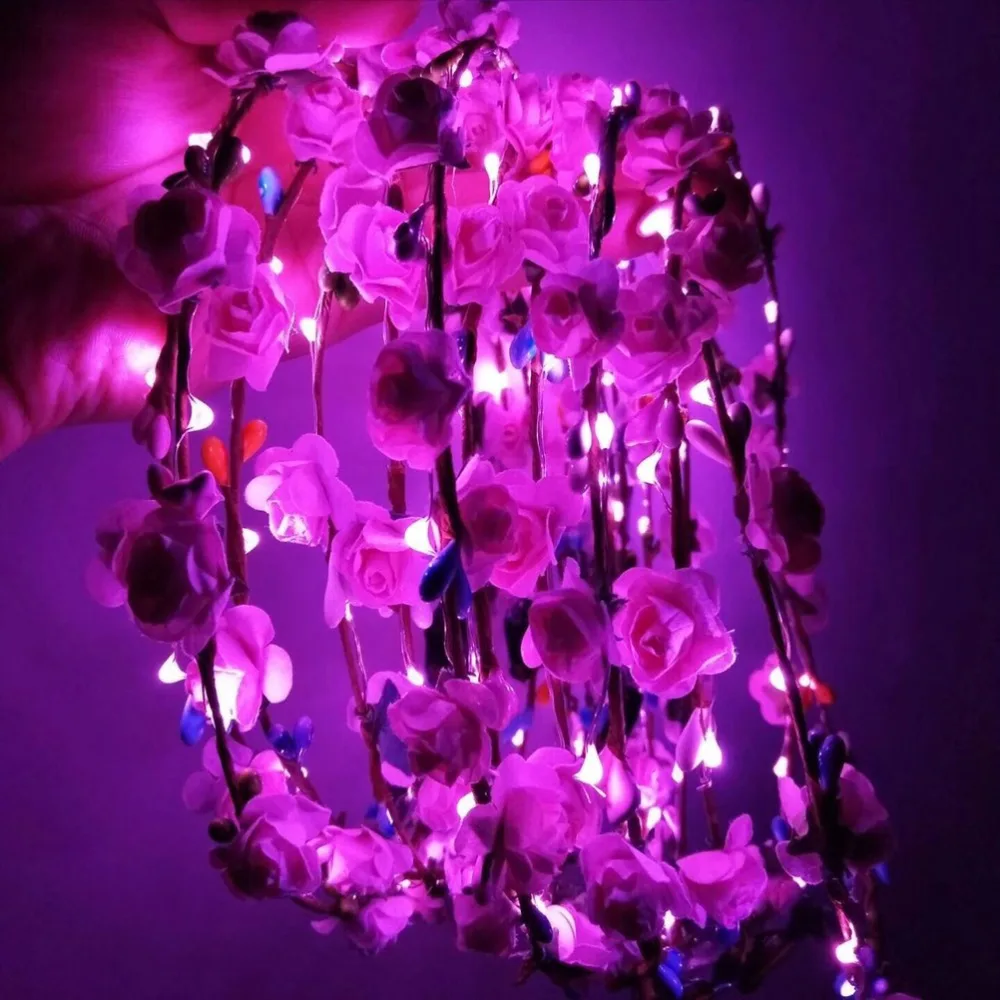 Новинка светодиодная мигающая повязка для головы с цветком светящийся светильник цветочный венок украшение для волос Детские игрушки для девочек для рождественской вечеринки