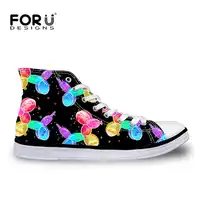 FORUDESIGNS Casual Ladies Shoes High Top Funny Balloon Dogs Pattern Women Vulcanize Shoes Flats Canvas Platform Sneakers Girls