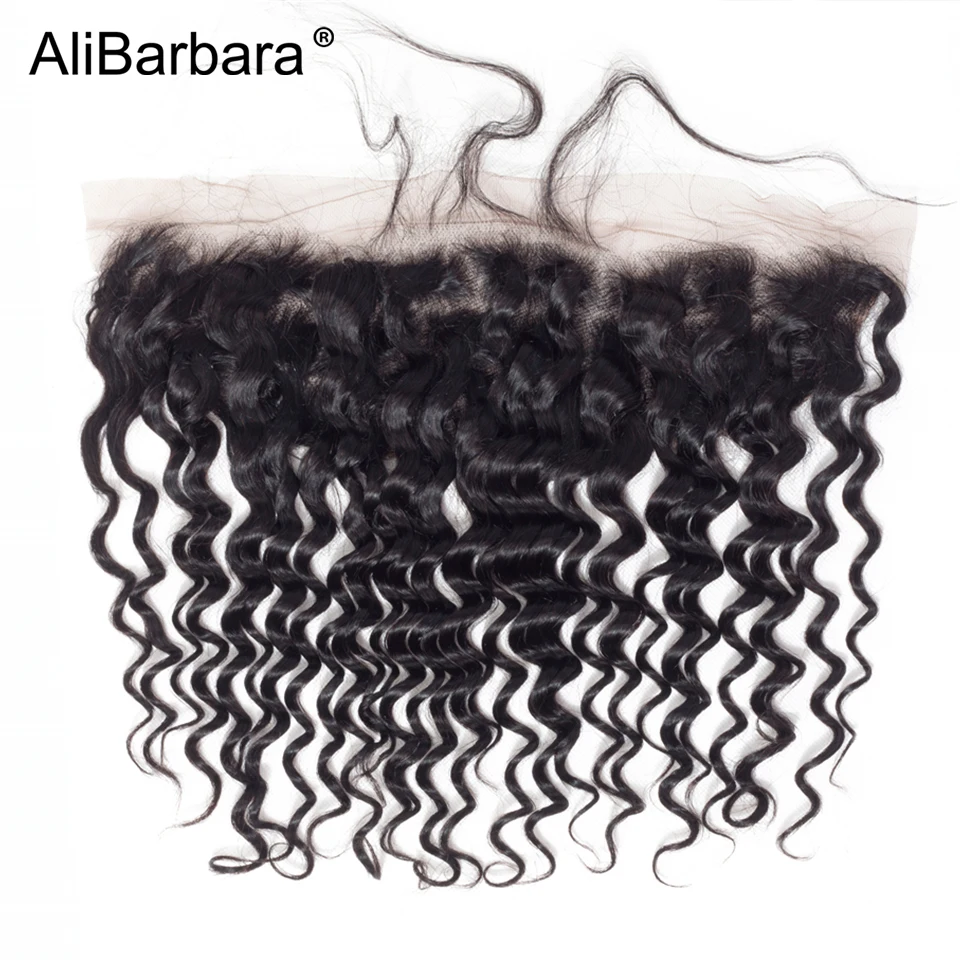 

Alibarbara Hair 13x4 Peruvian Deep Wave Lace Frontal Closure Free Part Ear to Ear With Baby Hair Can be Bleach Human Remy Hair