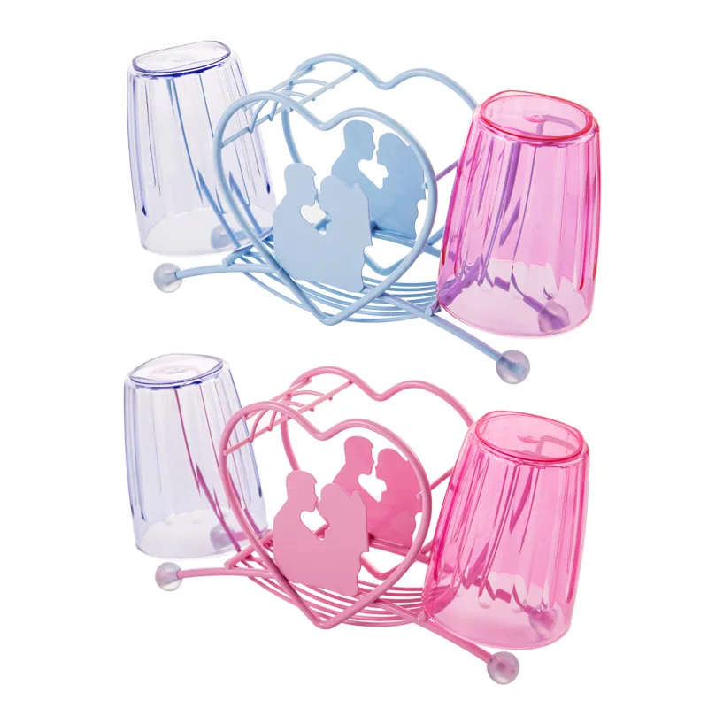 New Fashion Lovers Stainless Steel Toothpaste Toothbrush Holder Plastic Tumbler Creative Bathroom Accessories Set 3Pcs/Set