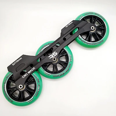 Скоростные коньки рама 3x110 мм с колесами ABEC-7 подшипником - Цвет: with green wheel