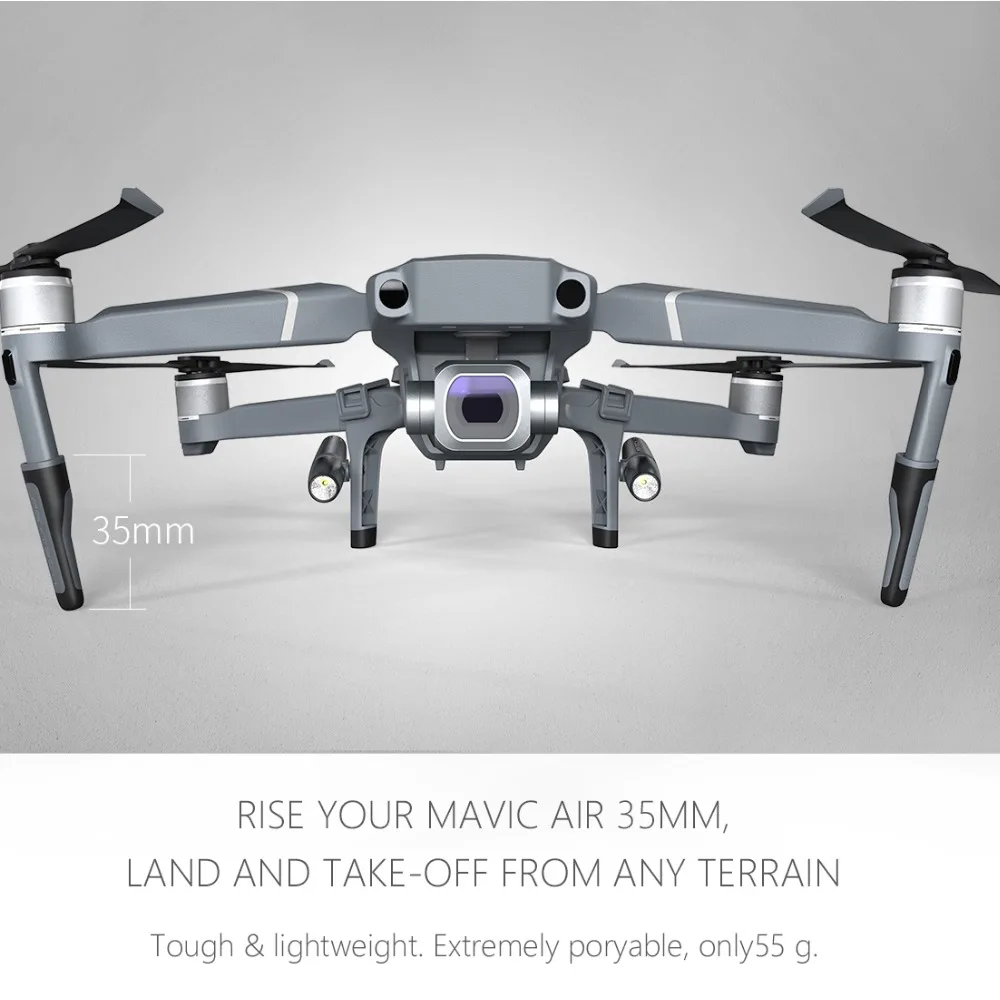 PGYTECH Mavic 2 шасси с светодиодный налобный фонарь набор для DJI Mavic 2 Pro/Zoom Расширенный удлинитель Ноги Держатель скелеты аксессуары