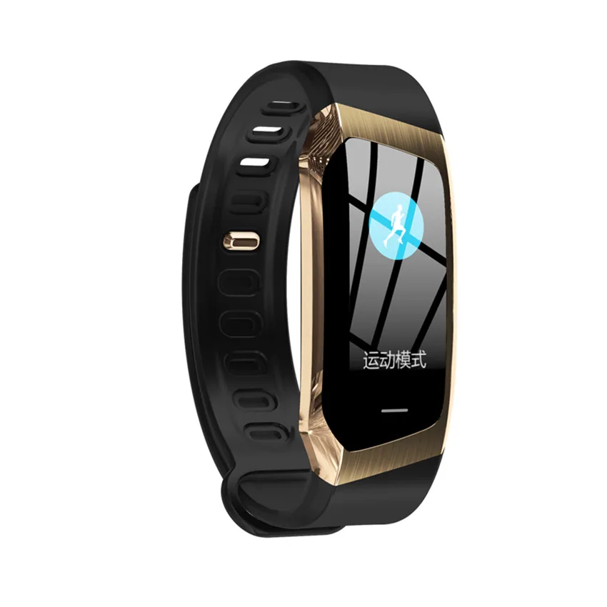 E18 смарт-браслет 0,96 дюймов цветной экран IP68 водонепроницаемый смарт-браслет большой емкости батареи смарт-трекер сердечного ритма часы - Цвет: Золотой