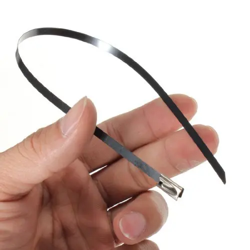 

Promotion! New 45Pcs Stainless Steel PVC Coated Self Locking Cable Strap Hoops ties Zip tie cables 11.8" Long
