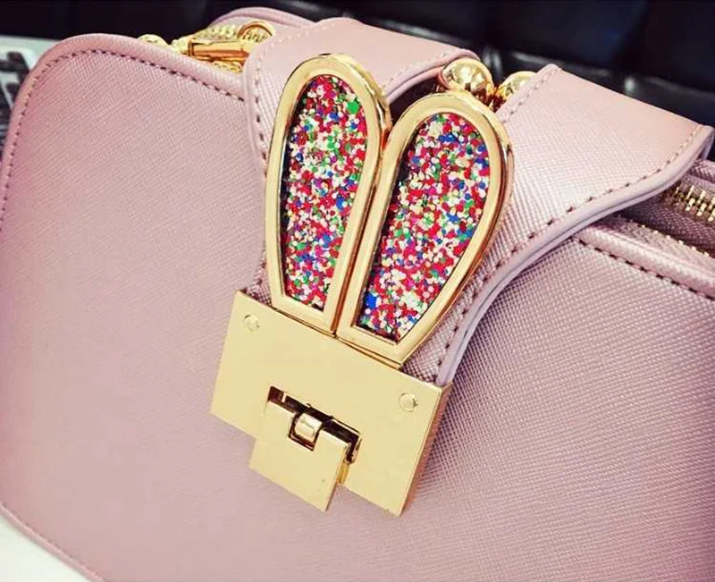 Women Handbags Casual Rabbit Ear Crossbody Shoulder Bags Fashion Chain Designer PU Leather Metal Lock Mini Square Bag SS0417 (10)