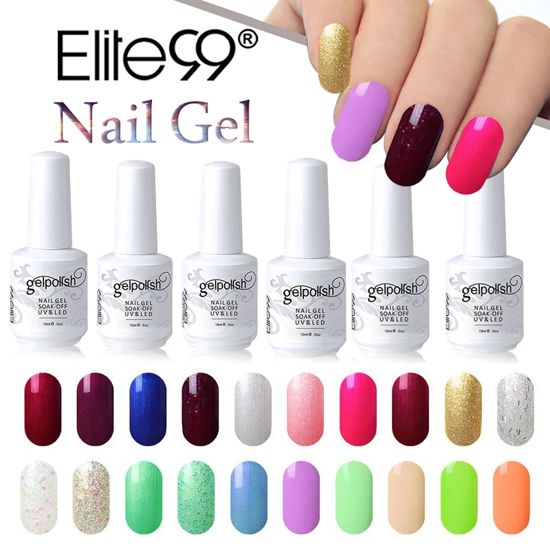 Elite99 15 مللي نقع معطلة جل UV مسمار البولندية شبه الدائم جيل للأظافر الورنيش ورنيش الأزياء تصميم مسمار الفن مانيكير Gelpolish