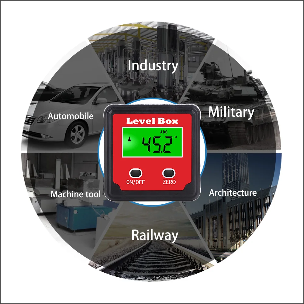 RZ Digital Electronic Protractor Inclinometer Bevel Box Angle finder With Backlight Angle Measurement Gauge MT2015