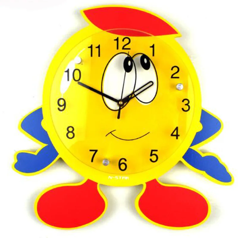 M.Sparkling Duck Children Cartoon Wall Clock Decoration Quartz Clocks  Personality Quiet Quartz Clock Children Bedroom Art Clock