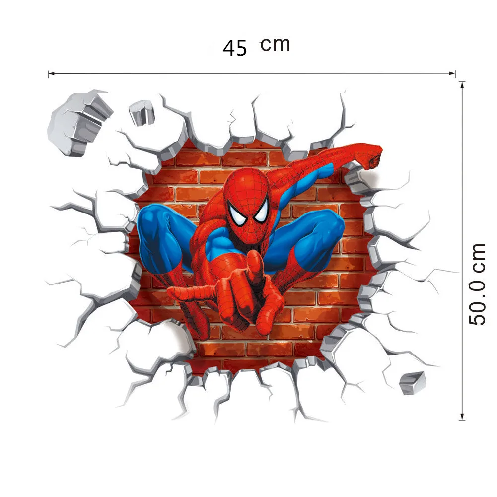 3D человек-паук через стены виниловые наклейки на стены мультфильм фильм супергерой Искусство Наклейки на стены Фреска для детской комнаты мальчики подарки Домашний декор - Цвет: ZY - Y006