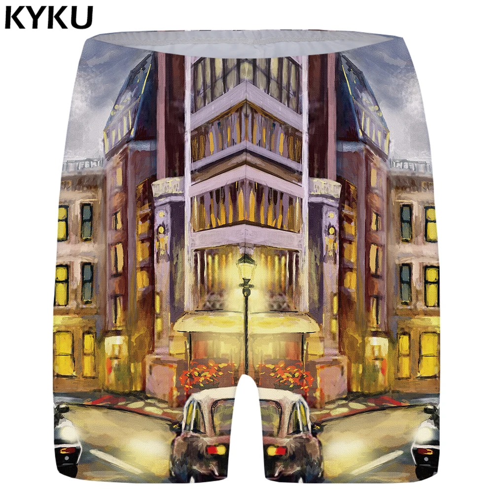 

KYKU Brand Painting Shorts Women City High Waist Car Big Size Vintage Skinny Fashion Loose Casual 2018 Womens Hawaii Ladies