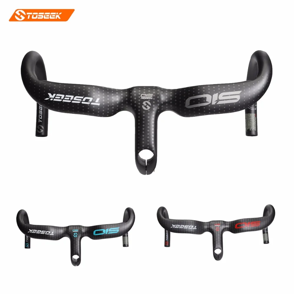 

2017 NEW TOSEEK Road Bike Accessories Integrated Handlebar Stem Full Carbon Fiber Bicycles Parts UD Matte