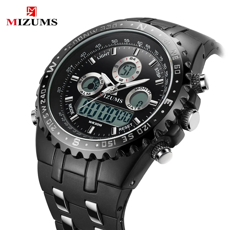 Luxury Brand Mizums Men Fashion Sport Watches Men's Quartz Digital Analog Clock Man Full Steel Wrist Watch relogio masculino free shipping (1)