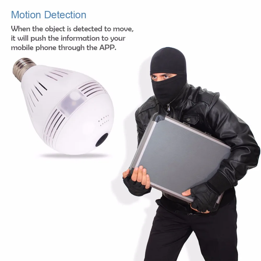 SIM Card 1080P HD Wireless Dome IP Camera Bulb Wi-Fi 360 Degree FishEye VR Audio Home CCTV Security Light Module Camera 6