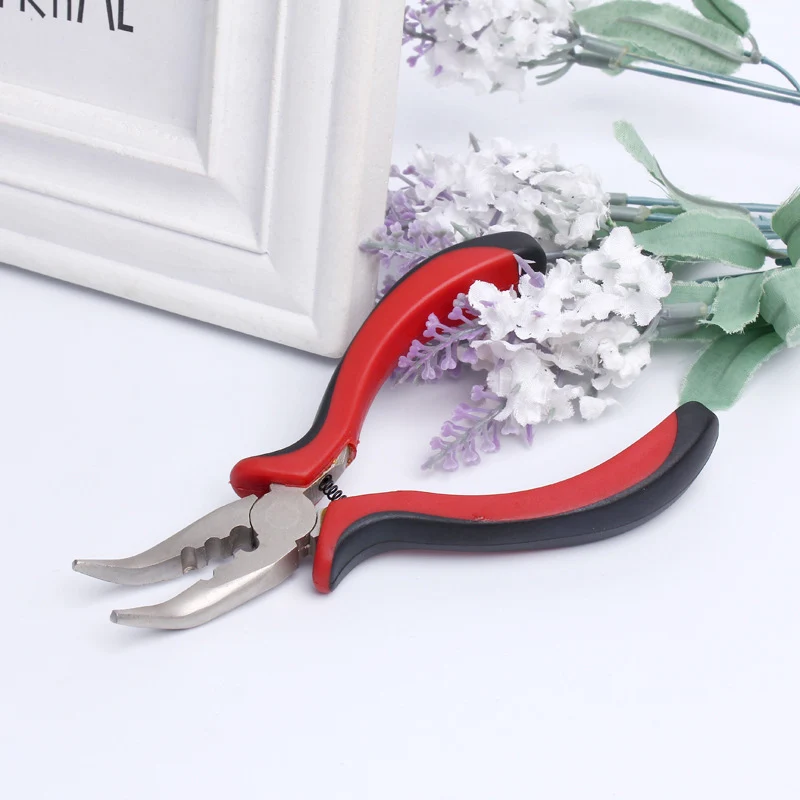 Hair Extension Tool Kit Plier + Pulling Hook + 100 Pcs Link Rings Beads
