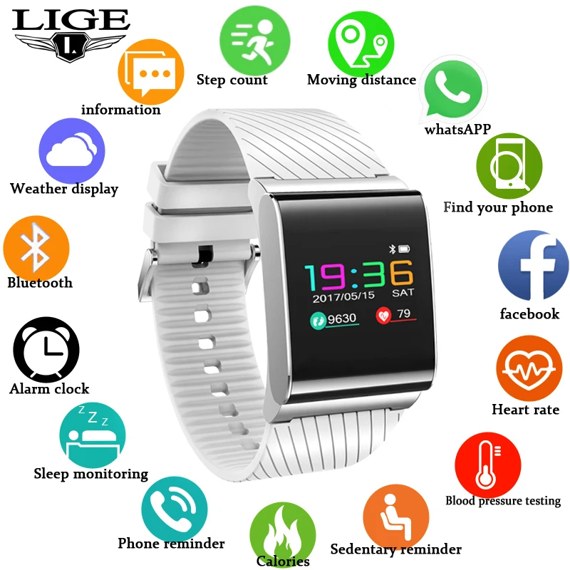 

LIGE2019 New Smart Bracelet Women Heart Rate Blood Pressure Monitor Fitness Tracker Watch Pedometer Smart Watch Men Sports Watch