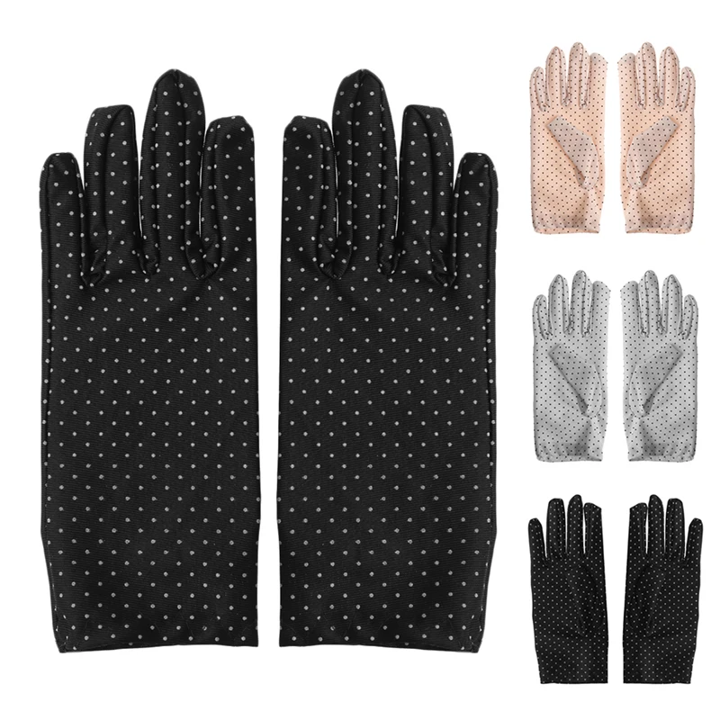 KLV Female Women Summer Cotton Short Gloves Design Sun shading Slip