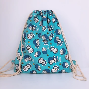 

doraemon blue drawstring backpack shoulder bag unisex storage travel bags school kids adult backpacks anime new