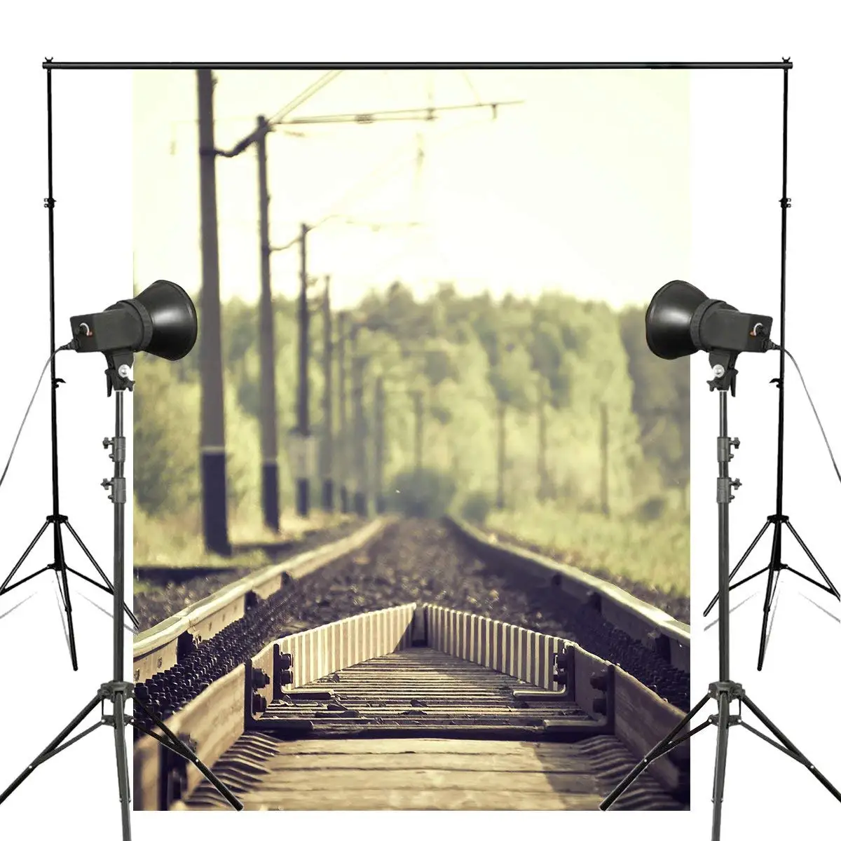

Industry Rails Train Photography Background Railway Train Stones Trees Backdrop Studio Props Wall 150x220cm