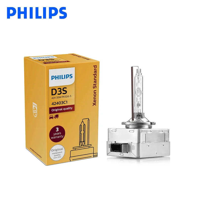 

Philips D3S HID 42403 35W Xenon Standard Headlight 4200K Bright White Light Car Original Bulbs ECE Approve, 1X